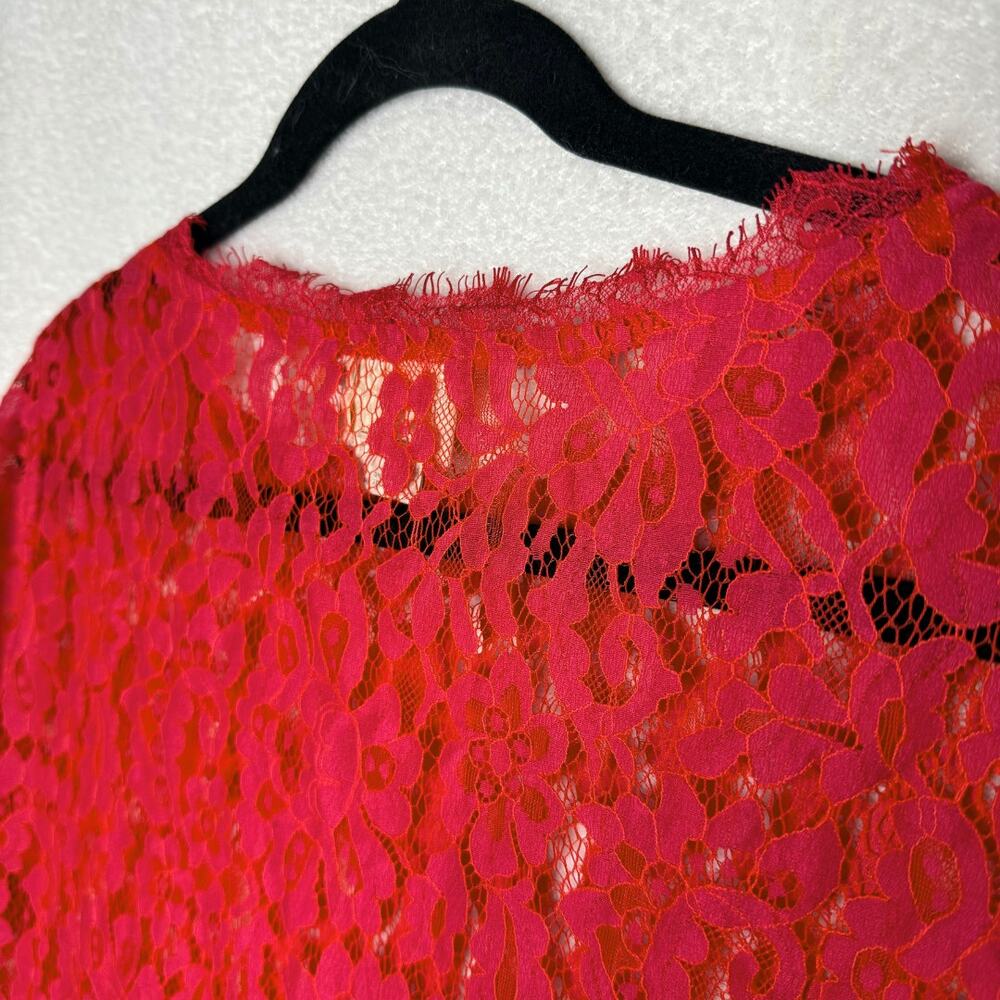 Vanessa Virginia Anthropologie Elysian Floral Lace Short Sleeve Top Small Red - Picture 7 of 8